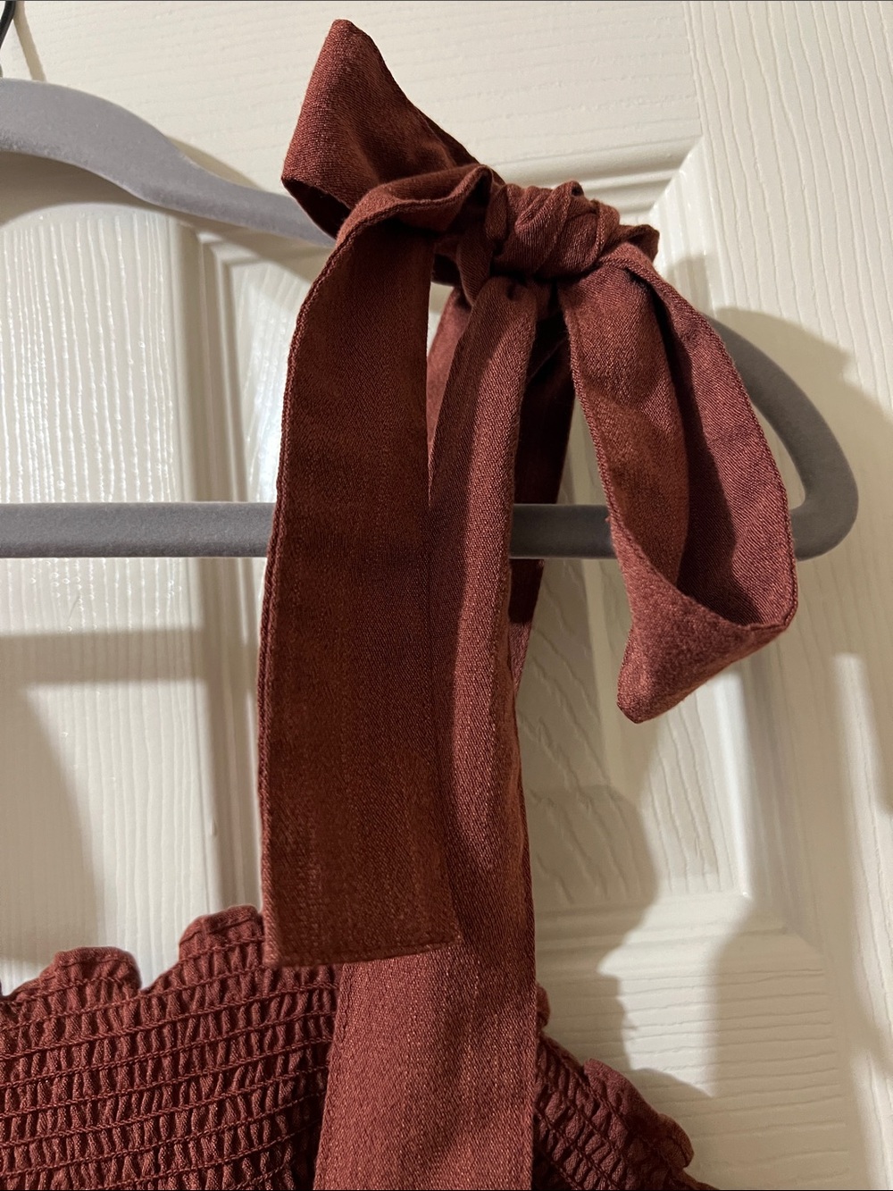 Rust/Burnt Orange Tie-Strap Tank with White Trim - Picture 4 of 6